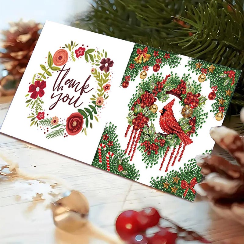6 Pcs Christmas DIY Diamond Greeting Cards Set,5D DIY Diamond Art Painting Christmas Style Greeting Card, C-hristmas Card Making Kits for Family Friends Handmade Gift (Style N) - Image 5